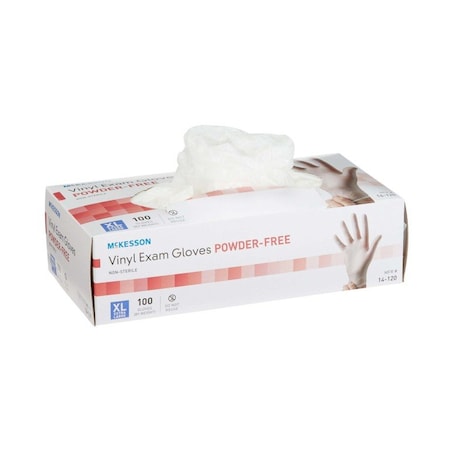 Mckesson Disposable Gloves, Exam Grade, Vinyl, Beaded Cuff, Powder-Free, XL, 100 PK, Clear 14-120